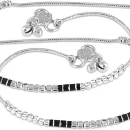 black and white silver plated beautiful or stylish anklets Silver Anklet-image-45