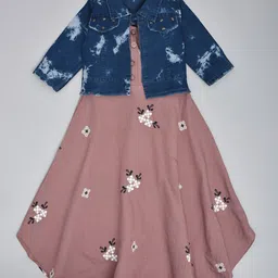 we11 Girl Shoulder Straps A-Line Dress With Denim Jacket-picture-11