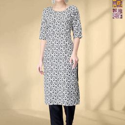 HERE&NOW Selection Of 3 Geometric Printed Round Neck Straight Kurta-38