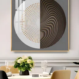 THE NEXT DECOR Gold-Toned & White 1 Piece Synthetic Wood Abstract Wall Paintings-image-34