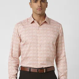 V Dot Men Spread Collar Floral Printed Cotton Slim Fit Formal Shirt-image-68