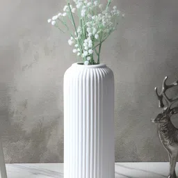 Kreative Arts White Ceramic Flower Vase-19