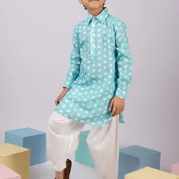 VASTRAMAY Boys Bandhani Printed Regular Pure Cotton Kurta with Patiala-2