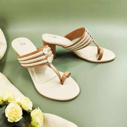 THE MADRAS TRUNK Embellished Block Sandals-43