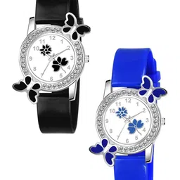 CSAMON Women Set Of 2 Embellished Dial & Regular Straps Analogue Watch 328 BLK315 BLU315-image-10