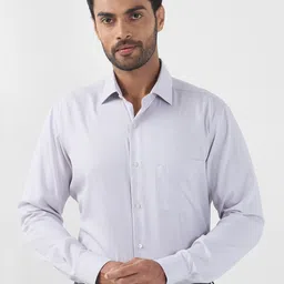 Raymond Men Contemporary Spread Collar Textured Solid Cotton Formal Shirt-image-25