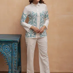 AUTUMN LANE Viva Shell Embroidered Shirt Collar Shirt With Trousers Co-Ords-picture-28