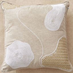 Home Centre Florin Mura Beige & White Embroidered Square Shaped Pre-FilledCushion-image-48