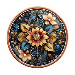 RANDOM Gold Toned & Blue Printed Contemporary Analogue Round Wall Clock-image-96