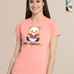 Mast & Harbour Women Typography Printed Cotton T-shirt-image-86