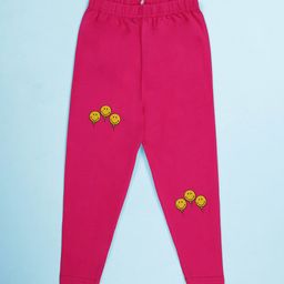 KiddoPanti Girls 3 Balloons with Smiley Printed Ankle-Length Leggings-image-53