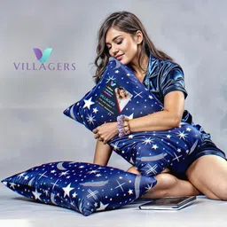 VILLAGERS Set of 2 Blue Polyester Pillows-picture-28