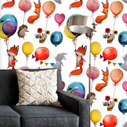 ArtzFolio Printed UV-Resistant Anti-Bacterial Animals With Balloons Peel & Stick Wallpaper-image-50