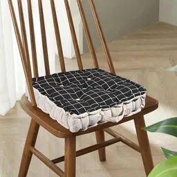 Kuber Industries Black & Grey 2 Pieces Printed Cushion Chair Pads-79