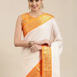 SILKWEAR Woven Design Checked Zari Paithani Saree-picture-21