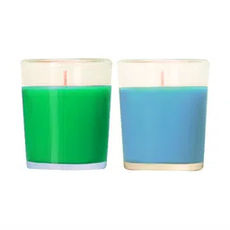 PEEPALCOMM Green & Blue 2 Pieces Pillar Candle-44