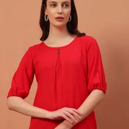 Rudraaksha Creations Puff Sleeve Cotton Top-image-92