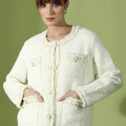 KALINI Self Design Woollen Cardigan-image-40