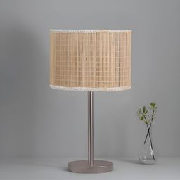 Devansh Beige & Steel Colored Cylinder Shaped Table Lamp With Shade-picture-12