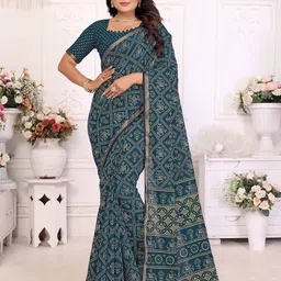 Divyadham Textiles Bandhani Printed Zari Pure Cotton Bandhani Saree-43