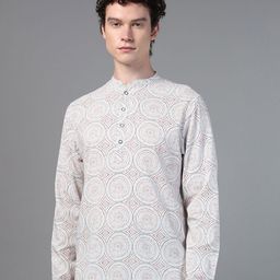 DON VINO Men Comfort Band Collar Ethnic Motifs Printed Cotton Slim Fit Casual Shirt-image-86