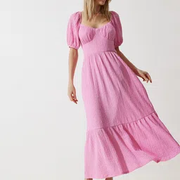 Happiness istanbul Tie-Ups Detail Fit and Flare Midi Dress-image-87