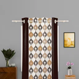 Kuber Industries Brown & Cream-Coloured Door Curtain-46