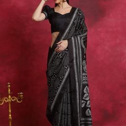 Anouk Rustic Ethnic Motifs Silk Blend Block Print Saree-95