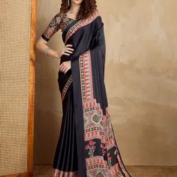 all about you Satin Block Print Saree-picture-19
