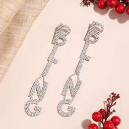StyleCast Silver-Plated Cubic Zirconia Studded Contemporary Drop Earrings-image-87