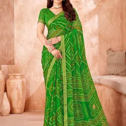 Saree mall Bandhani Printed Pure Chiffon Sarees-image-22