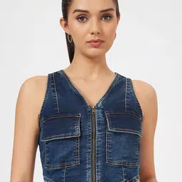 SF JEANS by Pantaloons Women Washed Crop Denim Jacket-image-27