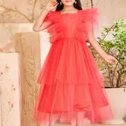 Sangria Girls Flared Net Gown-picture-45