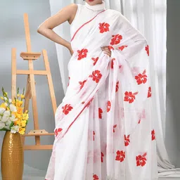 DESH BIDESH Floral Silk Cotton Handloom Saree-image-10