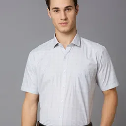MARK & ALBERT Men India Slim Fit Spread Collar Checked Cotton Formal Shirt-image-37