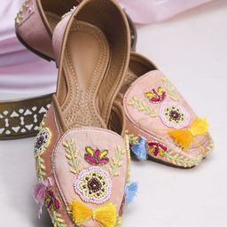 Try Me Women Woven Design Leather Mojaris-image-89