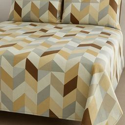 Bedbathandbliss Multicoloured Geometric 300 TC Bedsheet with 2 Pillow Covers-image-51