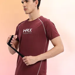 HRX by Hrithik Roshan Brand Logo Printed Raglan Sleeves Training or Gym T-shirts-picture-26