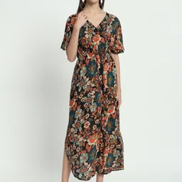 VELDRESS Floral Print Flared Sleeve Maxi Midi Dress-image-35
