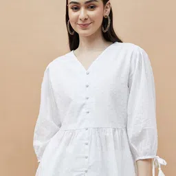 Colour Me by Melange Puff Sleeve Cotton Top-picture-25