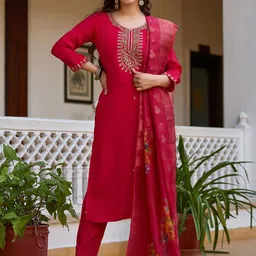 KALINI Women Floral Embroidered Kurta with Trousers & Dupatta-picture-43