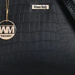 WOMEN MARKS Textured PU Structured Handheld Bag with Applique image 4
