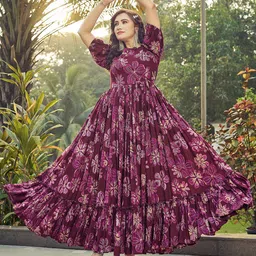 Chandbaali Floral Printed Fit & Flared Maxi Dress-image-46