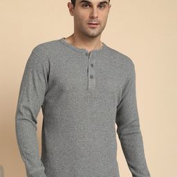 Alan Jones Men Self Design Henley Neck T-shirt-image-66
