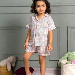 MABISH by Sonal Jain Unisex Kids Checked Night suit-picture-29