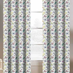 Aura White & Blue 2 Pieces Abstract Printed Window Curtain-image-97
