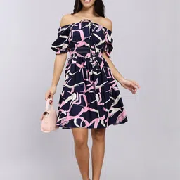 Attire Empire Print Crepe Fit & Flare Mini Dress-picture-45