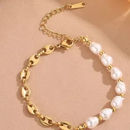 MYKI Women Pearls Gold-Plated Wraparound Bracelet-34