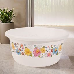 Kuber Industries White & Pink Floral Printed Matte Bath Tub-image-30