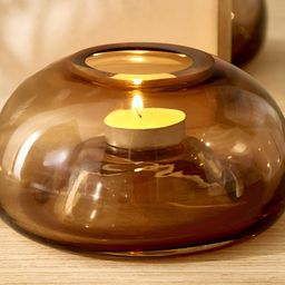 Home Centre Amida Callix Brown Glass T-Light Candle Holder-image-56